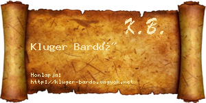 Kluger Bardó névjegykártya